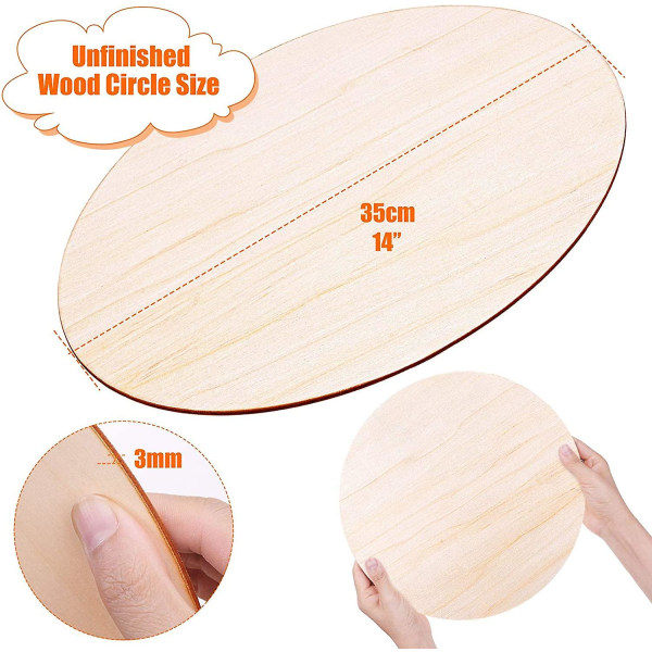 Runde treplater for hobby, sett med 5 14 \" tresirkler ubehandlede tresirkler