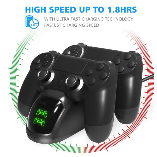 Dobbelt ladestation til to PS4/PS4 Slim/PS4 Pro controllere