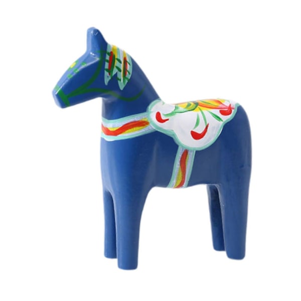 Svensk Dalahest i træ, Svensk Dalahest Statue, Julepynt Gave Samlerobjekt Boligindretning Dalahest Figur blue