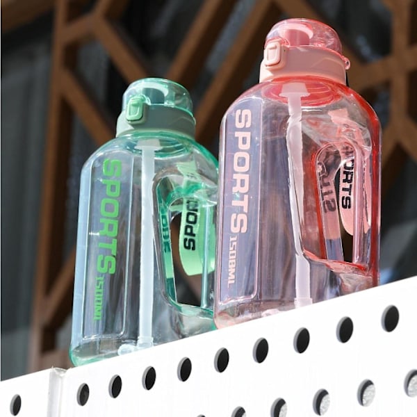 1700ml/2500ml Vannflaske med sugerør og skala, stor moteriktig sportsflaske for trening green 2500ML