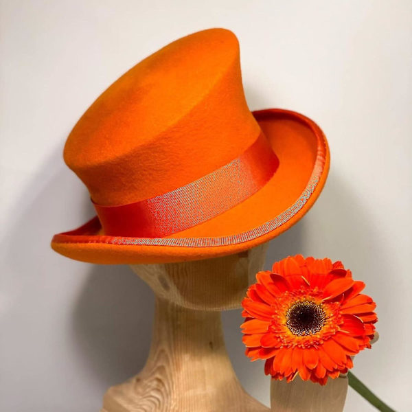 Asymmetrisk Topphatt Ullhatt Dame Herre Unisex Hatt Steam Punk Hatt Topphatt Mote Bånd Dekorativ Hatt Dekk Hode For Menn-yu Orange One Size