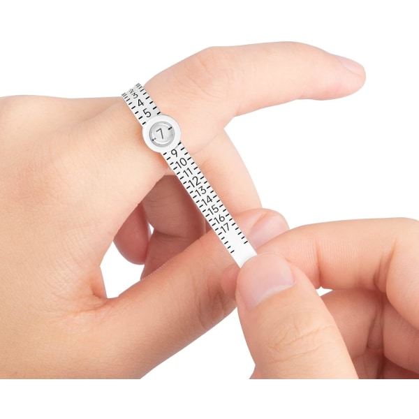 Ring Sizer Mätverktyg Återanvändbart Finger Size Gauge Smycken Sizing Tool 1-17 USA Ringar Storlek (Vit)