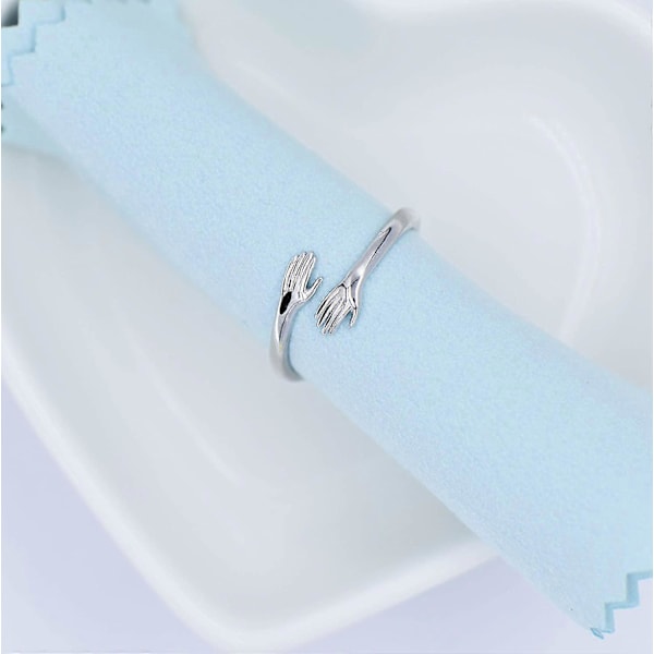 925 Sterlinghopea Sormukset Naisille Tytöille Miehille tai Unisex Hopeinen Halaavat Kädet Avoin Sormus Korut Halaavat Kädet Statement Sormukset Nauhat Koko Silver