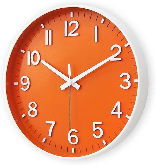 Väggklocka 30 cm Tyst Icke Tickande Klocka för Vardagsrum Sovrum Kök Kontor (Orange) Orange