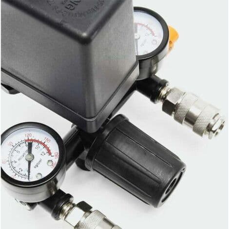 Kompressor trykregulator – Trykafbryder med 2 displays – 20,67 mm lynkoblinger – Tryk 0 til 12 bar – Spænding 240V/16A