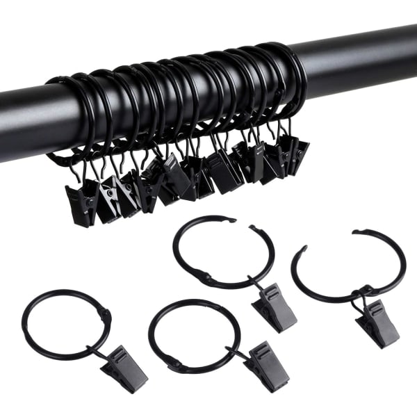 36 stk. Åbnebare Metal Gardinringe med Klips, 1,22 tommer