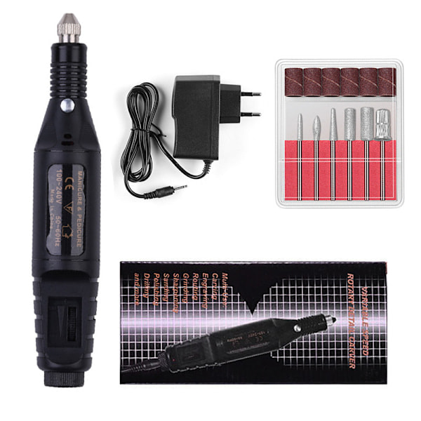 Elektrisk nagelfil med 6 bits (Svart)