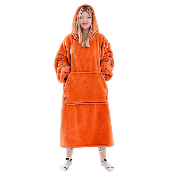 Puettava peittopaita naisille ja miehille, superlämmin ja mukava peittohuppari Orange