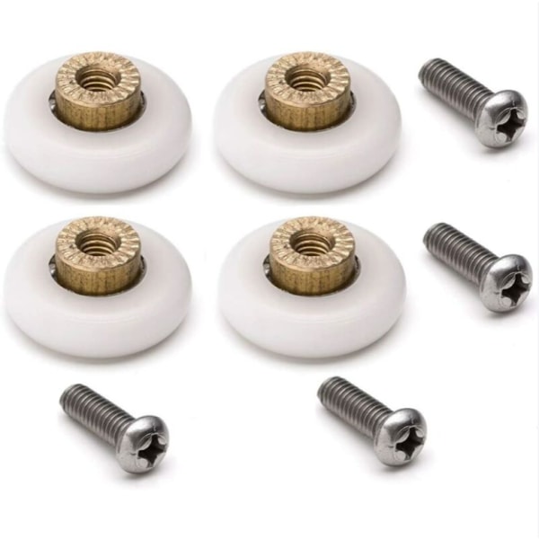 Set of 4 replacement rollers for sliding shower door with M4 screws Diameter 19 mm