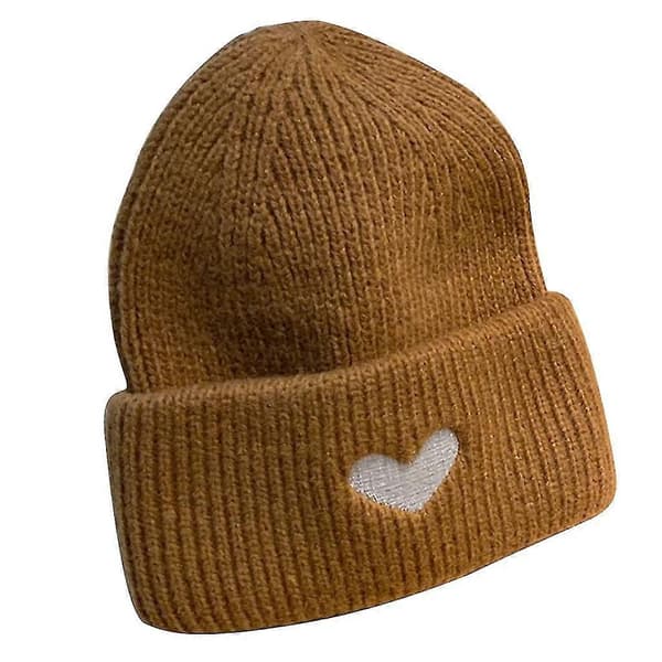 Mössa för skidåkning Par Mössa Skullmössa Stickad Mössa med Uppvik Skullies Mössa Brown