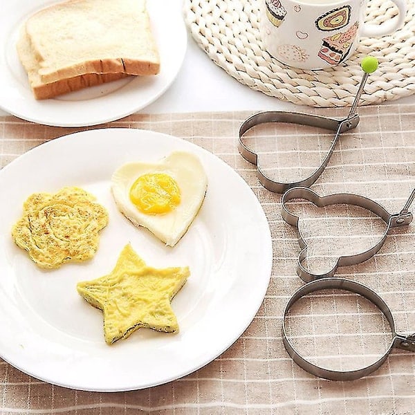 Äggstekpanna i rostfritt stål, hjärtformad äggstekpanna, frukostbakningsmodell, hjärtformad äggstekpanna-gadget