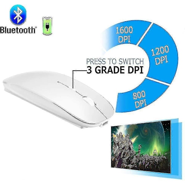 Trådlös Bluetooth-mus Kompatibel med Macbook Pro/macbook Air/ipad/laptop/imac/pc - ya white