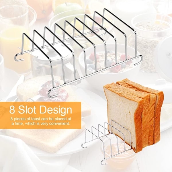 2 stk. Toast Stativ 8 Skive Toast Stativ Kølegitter Rustfrit Toast Brødholder Tilbehør Organizer til Køkken og Restauranter