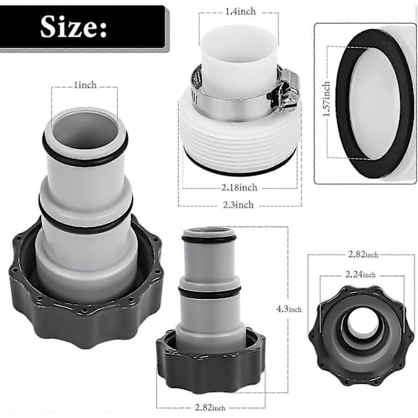 Poolslangeadapter A, Svømmebassin Slangeadapter, 38 mm og 32 mm Diameter, Pool A Adapter, Slangeadapter til Pumper Slangekobling med (2 stk)