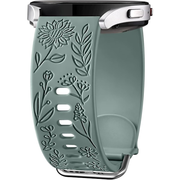 Auringonkukka-kaiverrettu ranneke Samsung Galaxy Watch 7 6 5 4 40mm 44mm naisille, 20mm pehmeä silikoniranneke Galaxy Watchille Pine