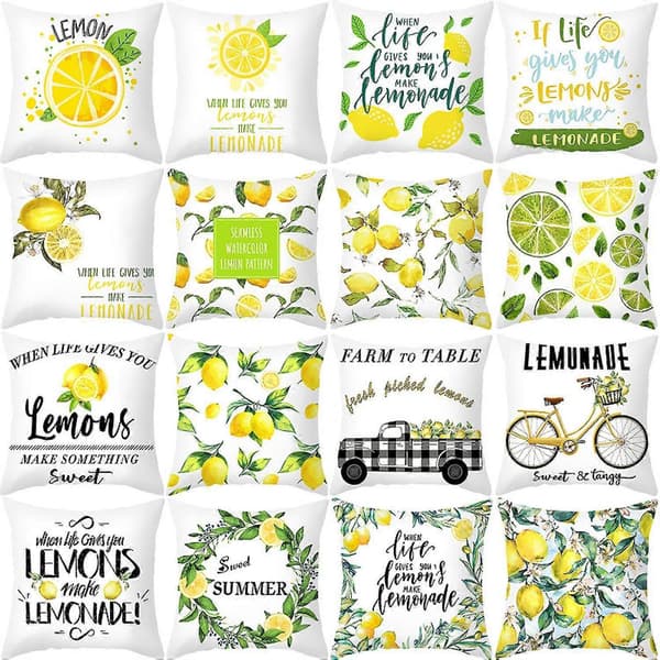 Lemon Fall Prydnadskuddar Gul Citron Tryck Kudde Mjuk Modern Bondgård för Sovrum Soffa Vardagsrum 45 x 45 cm Citron 26
