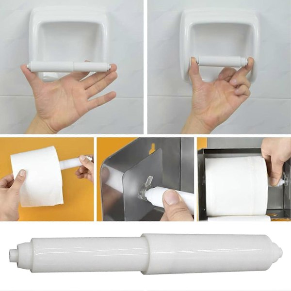 3 kpl WC-paperiteline Kätevä jousikuormitteinen helppo asennus Vaihto Säädettävä WC-paperirulla QingHai White