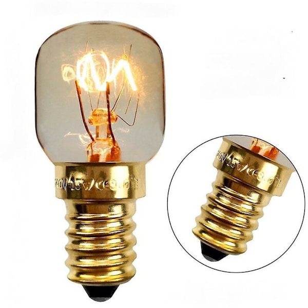 15w E14 Saltlampe Pærer (Pakke med 4) for 300c Ovn, Kjøleskap, 2700k Flere Bruksområder (Varmt Hvit)