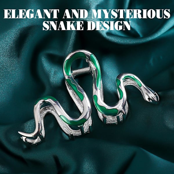 Hårklämmor för kvinnor Fashionable Green Snake Design Metallhårklämmor Starkt grepp Stora halkfria spännen Halloween Gothic