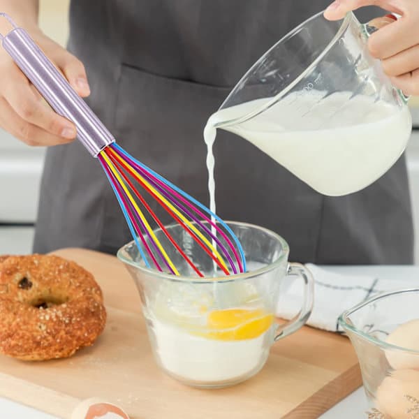 2-pakning silikonvisper, regnbuevisp, non-stick håndvisp, mini silikonvisper, liten plastvisp