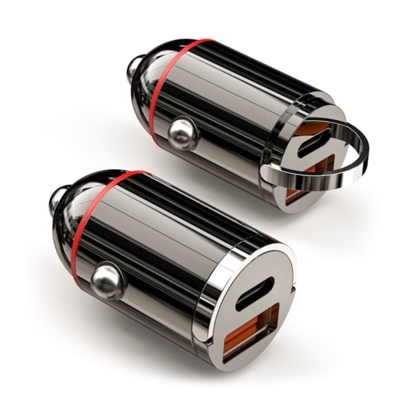 Nopea autolaturi matkapuhelimelle, tabletille, kojelautakameralle, USB & PD30W/65W Type-C kaksoisportilla, piilotettu autolaturi null - PD30W