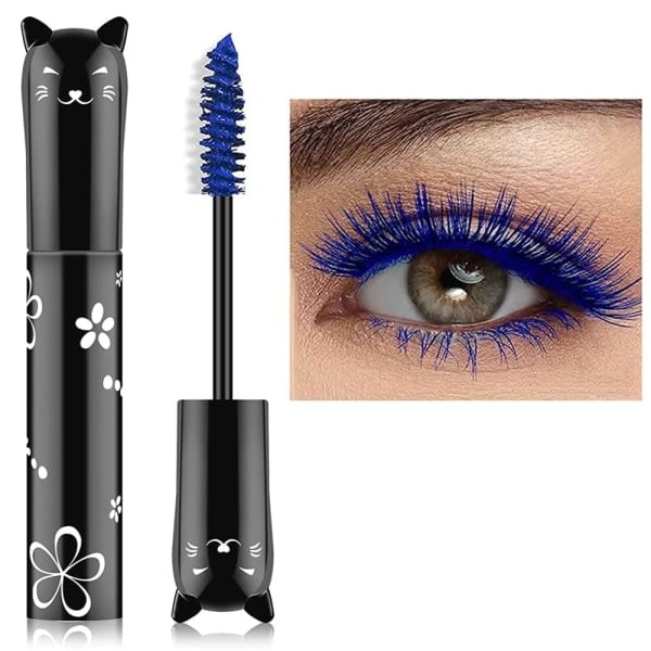 Colorful Mascara Waterproof Long Lasting Thick Mascara (Blue)