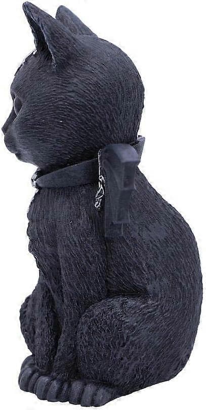 Befinget Okkult Kattefigur, Polyresin, Svart og Sølv (Vingekatt)