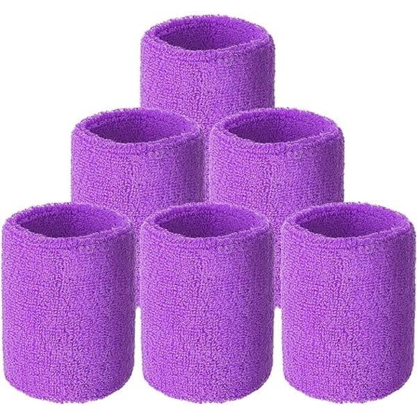 6-pack sportarmband Absorberande svettband för basket, sport Purple