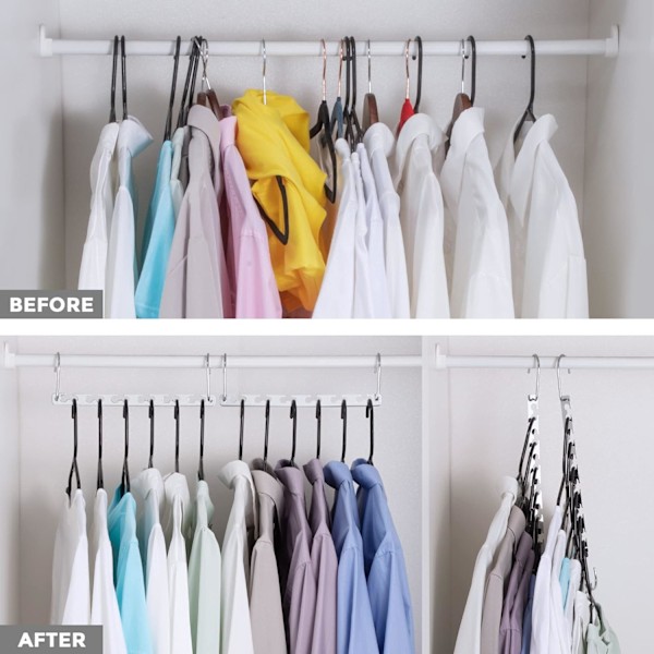 10 stk Magiske Bøjler Skabspladsbesparende Garderobe Tøj Magiske Bøjler Oragnizer Tunge Krom Bøjler, Opdateret Krogdesign 26 cm Lang