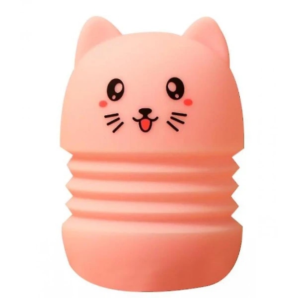 Retractable Cartoon Silicone Lamp Rechargeable Portable Collapsible Night Light (Pink)