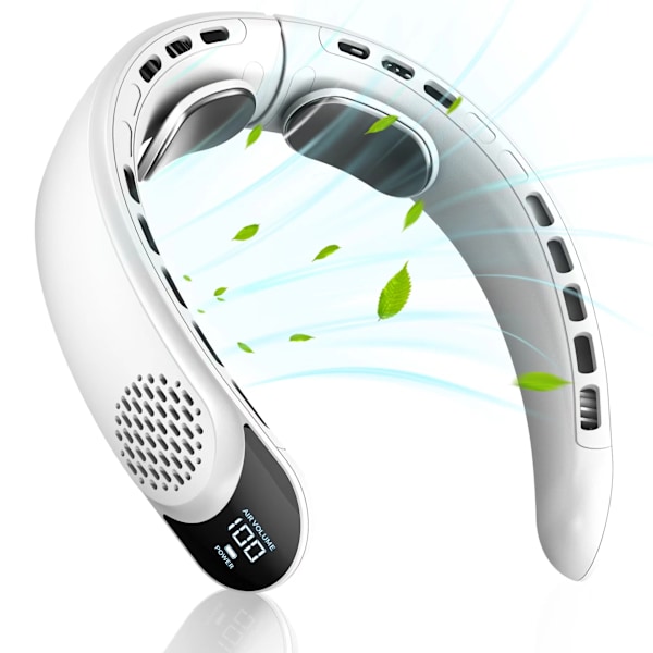 Halsventilator, Personlig Ventilator med LED-display, USB-C Genopladelig, 3 Hastighedsindstillinger