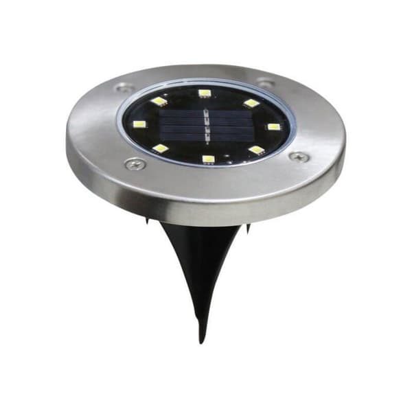 Sæt med 8 udendørs solcellelamper, 12 LED'er, hvidt rustfrit stål, IP65 vandtæt, til have, terrasse, indkørsel, græsplæne