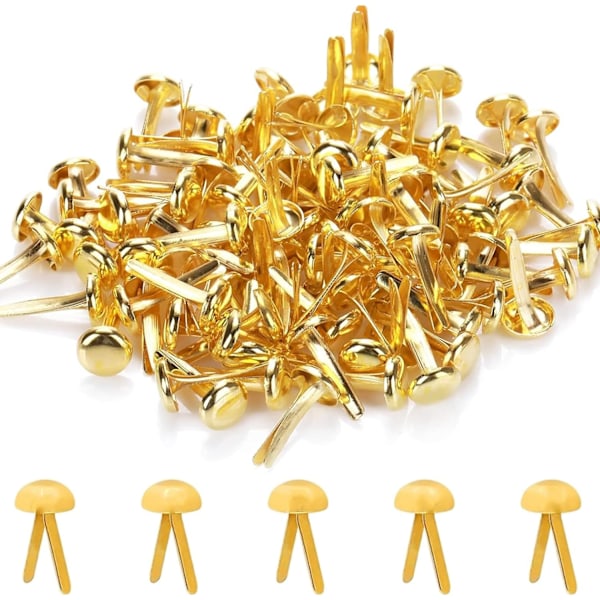 100 stk. Splitstifter, Metal Papirfastgørere Mini Brads, 8mmx17mm Runde Scrapbooking Brads Splitstifter til Papirhåndværk DIY Stempling Scrapbog
