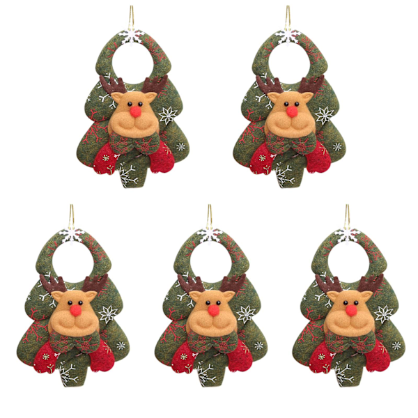 5x Julepynt Juleornamenter Snømann Elg Bjørn Hengende Juletre Ikke-vevd Hengende Dekorasjon for Hjemmekontor Ornament C C