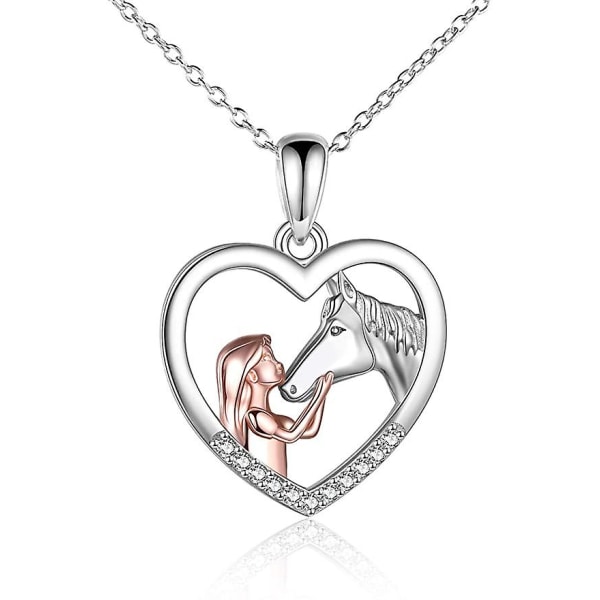 heart necklace girl and horse