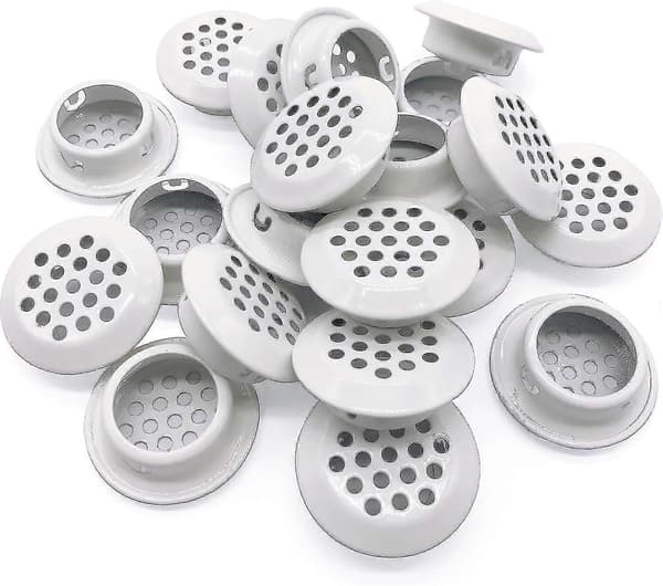 20 stk. Ventilationsriste 25 mm Cirkulær Undersideventil Rustfrit Stål Rund Ventil Mesh Hul Lamel til Køkken-HP