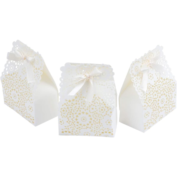 Hollow Paper Candy Box Blommönster Bröllop Favor Boxes 30st