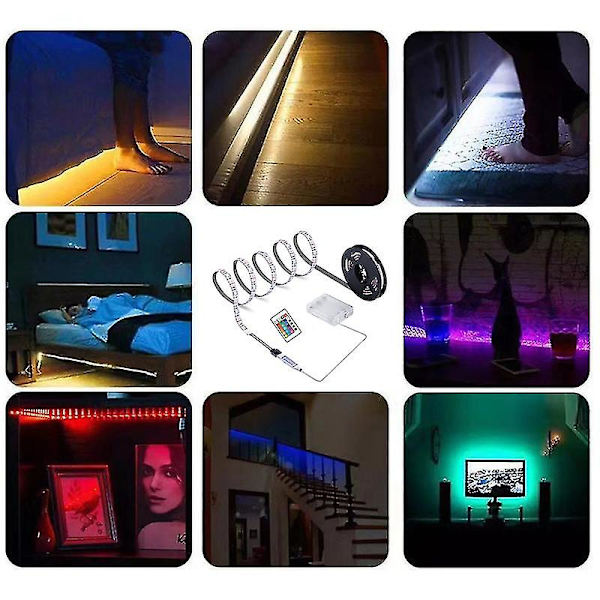 LED-remsa med fjärrkontroll, batteridriven, hög ljusstyrka, IP65 vattentät, dekoration, DC 5V RGB 5050, TV-bakgrundsbelysning, rumsbelysning, väggdekor för H 3M