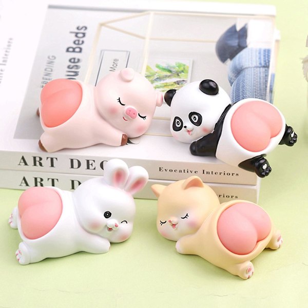 Tegneseriefigur Panda Kanin Gris Katt Landskapsdukke Butt Resin Dyrefigur Dukkemodell Leke Ornament Barn Leke D Animal
