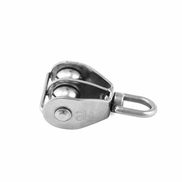 M15 Dobbelt Trisseblok - 2 Stykker - 304 Rustfrit Stål - 360 Graders Rotation - Kabel- og Tovløft