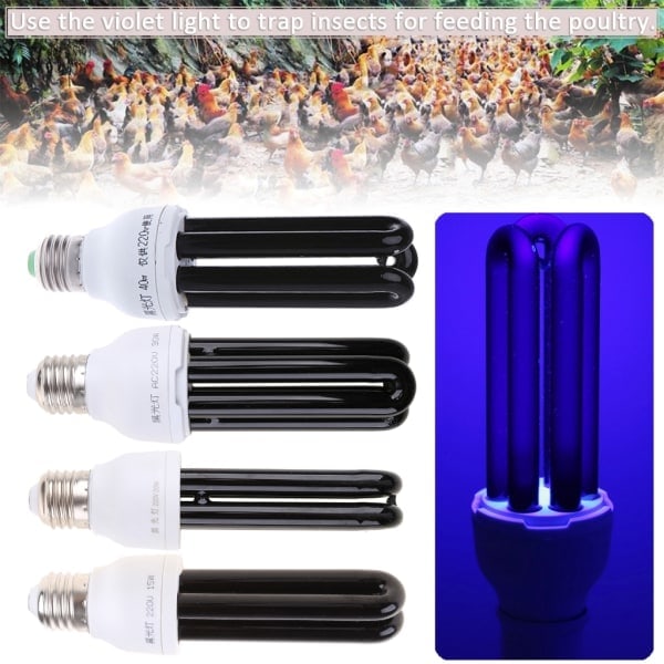 220V 30W E27 Ultrafiolett Svartlys Lampe UV Myggdreper Lampe Lyspærer