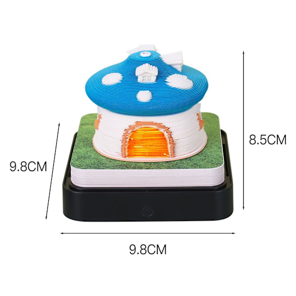 2024 Kalender Memoblok Med Lys Interessant Formet 3d Kalender Notesblok Til Familie Ven Nabo Gave Mushroom House Blue