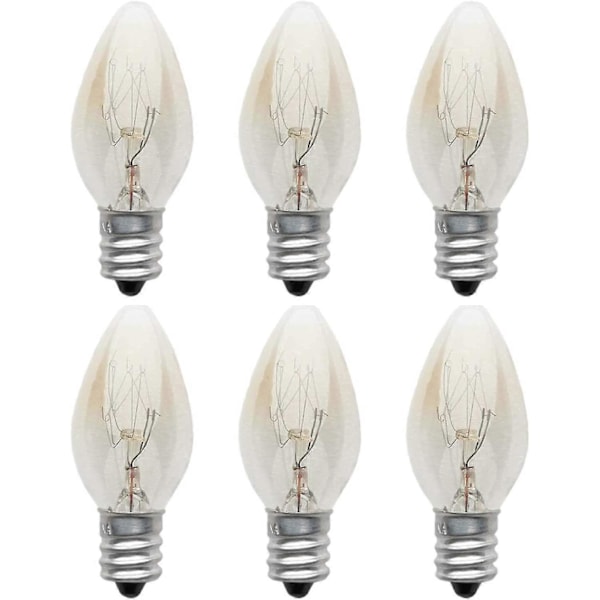 6 Stk. Pære E12 Glødelampe 220v 10w C7 Spids Boble E12 Lille Skrue Saltlampe, Natlampe Med Pære Til Saltlampe, Glødelampe Tu