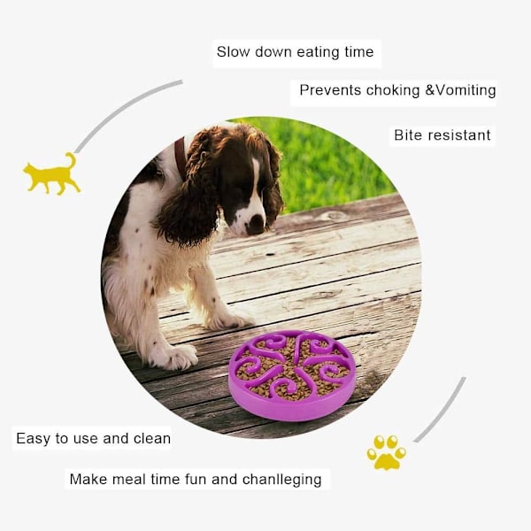 1 st Slowmatningskål för Hund, Långsam Ätningsskål för Mellanhundar, Rolig Pussel Slow Feed Halksäker Interaktiv Blo Purple
