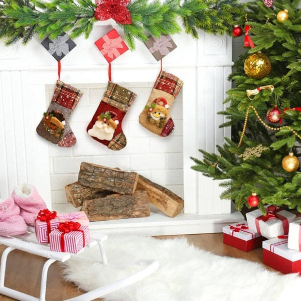 Julstrumpa Hängande Väska, Julstrumpa Dekoration 3 st
