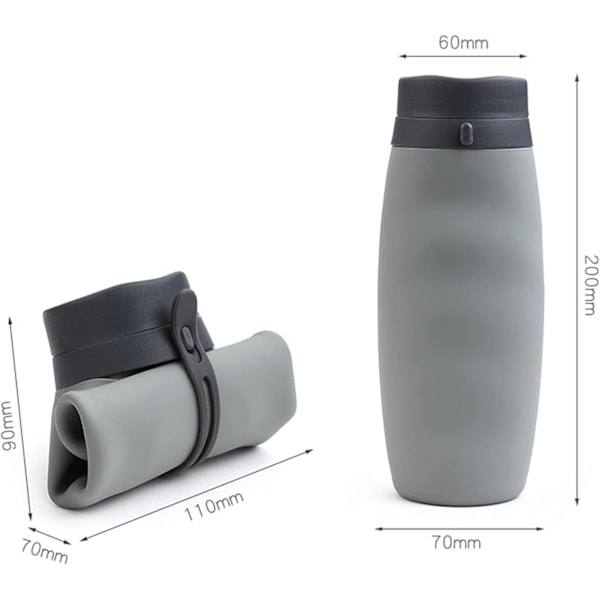 600ml Silikon Kopper Bærbar Sportsflaske Rejsekop Udendørs Foldbar Vandkop til Unge Sportsfolk Light Grey