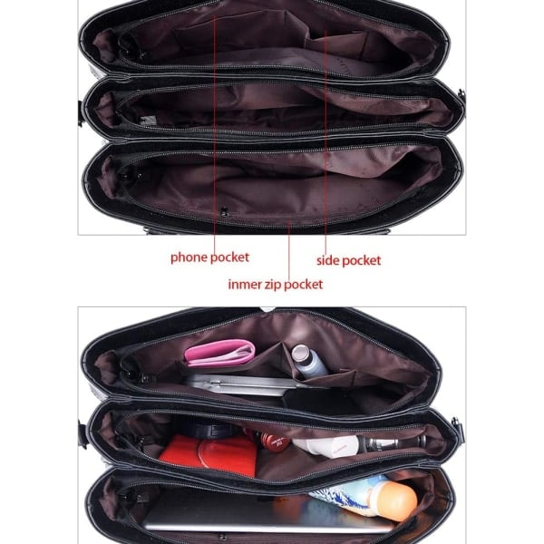 Håndvesker for kvinner Topphåndtak Lær Skulderveske Crossbody Vesker Dame Tote Messenger Designer Håndvesker (Burgunder)