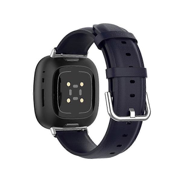 Ægte læderurrem til Fitbit Versa 4 / Sense 2 Navy Blue