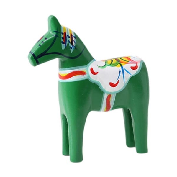 Svensk Dalahest i træ, Svensk Dalahest Statue, Julepynt Gave Samlerobjekt Boligindretning Dalahest Figur green