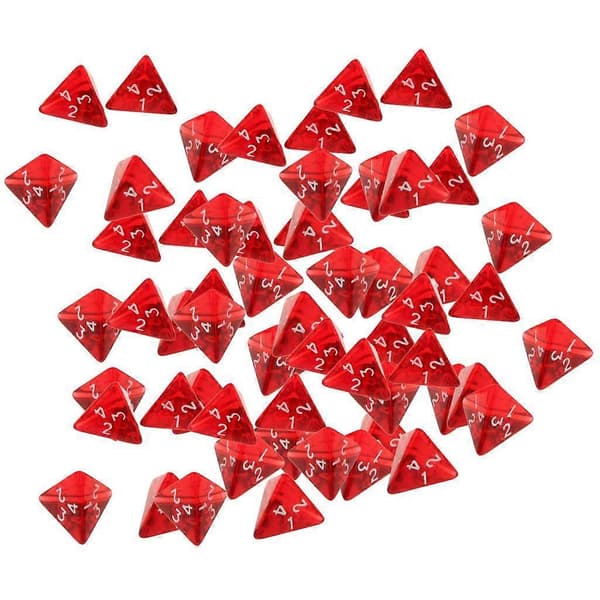 60 kappaleen pakkaus Gem Multi-Sided D4 Polyhedral Dice Set D4 20mm D&D TRPG Cup -peleihin Punainen väri